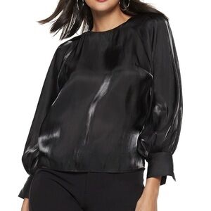Nine West Pleated Blouson Sleeve-Detail Blouse